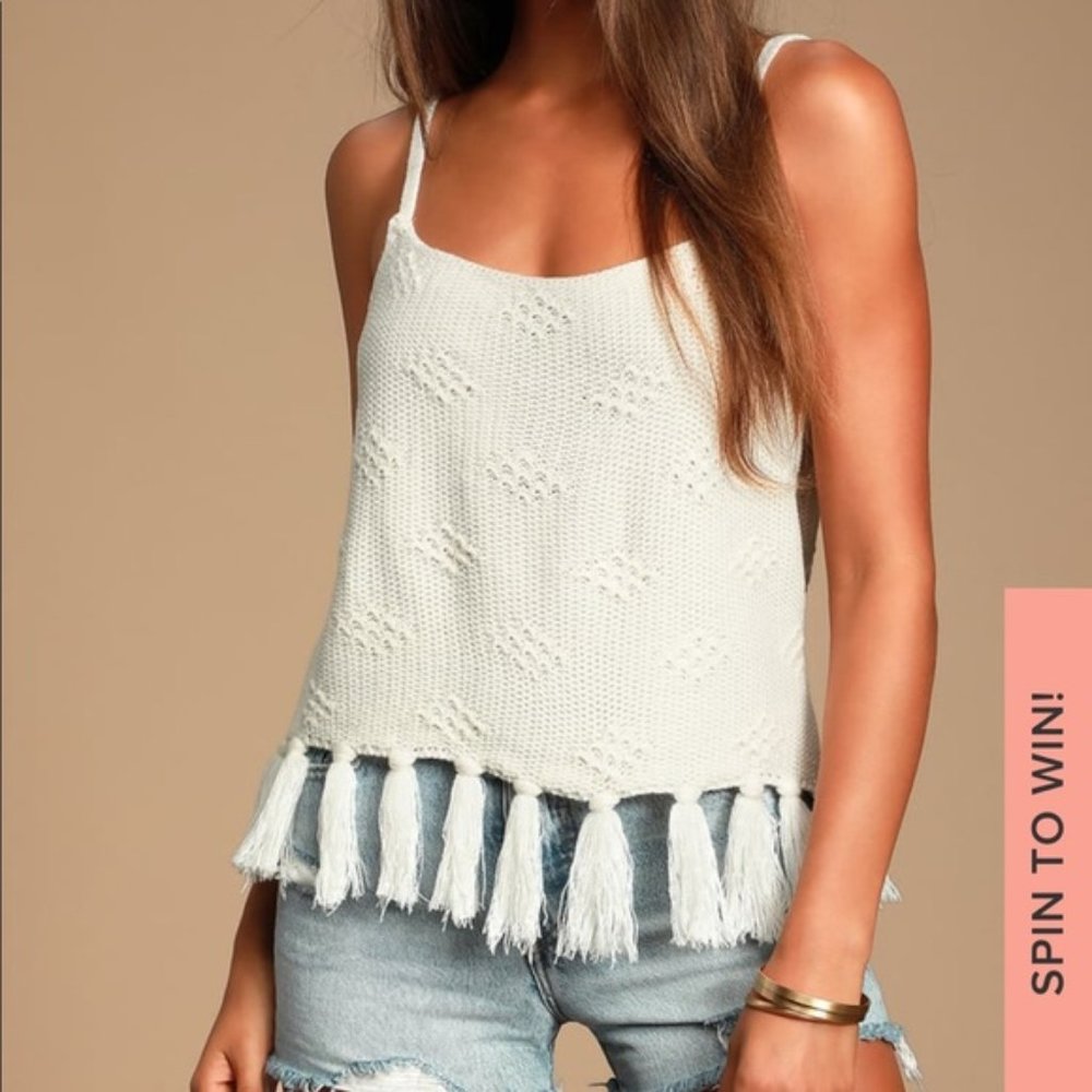 Lulu’s Tasseled Knit Sweater Tank Top